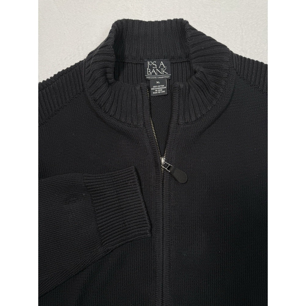 Jos. A. Bank Executive Collection Men XL Black Full Zip Cotton Sweater Mock Neck